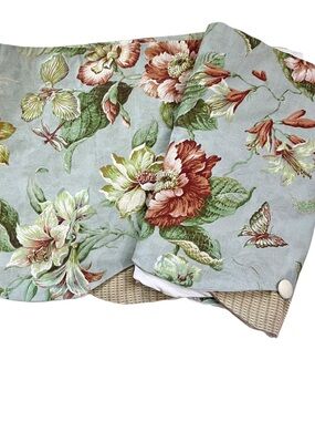 2 Waverly Valances Papillon Butterfly Floral Magnolia Scalloped 77” x 17”